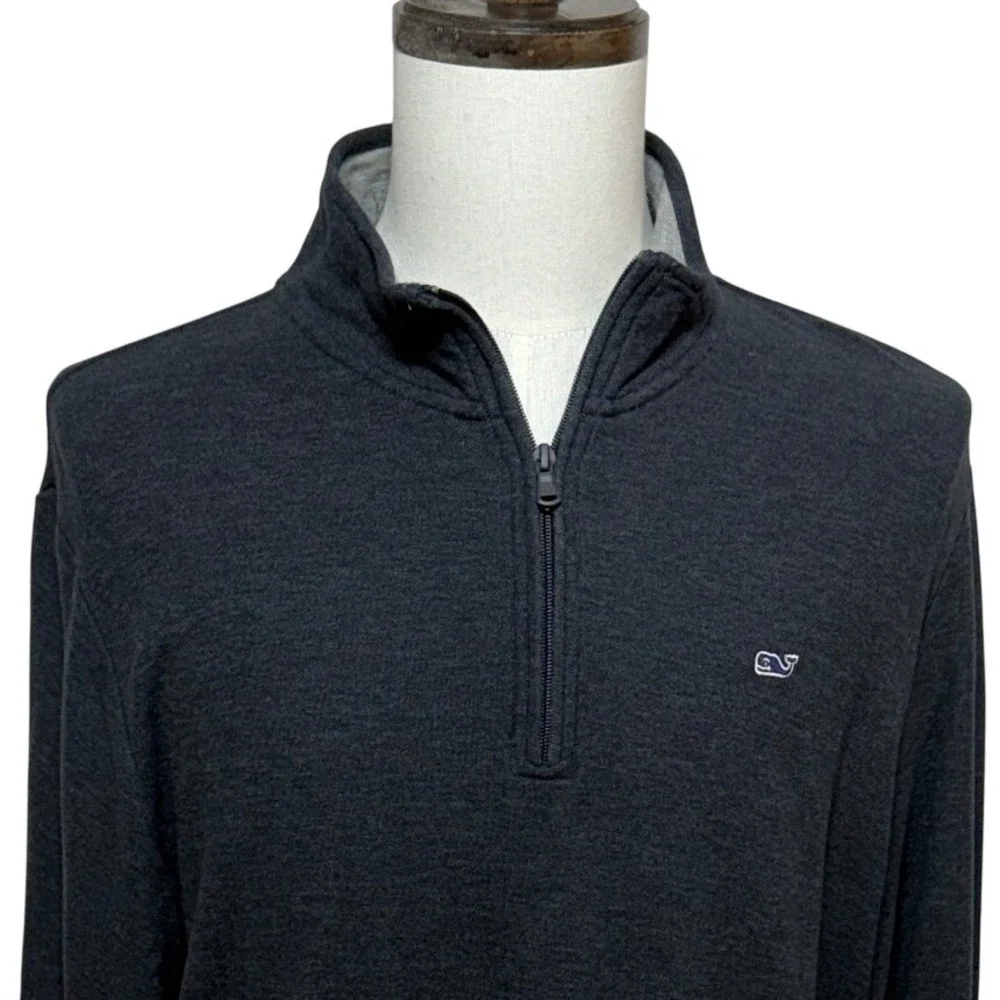 Vineyard Vines 1/4 Zip Pullover Mens Large Gray Pima Cotton Mock Neck Sweater